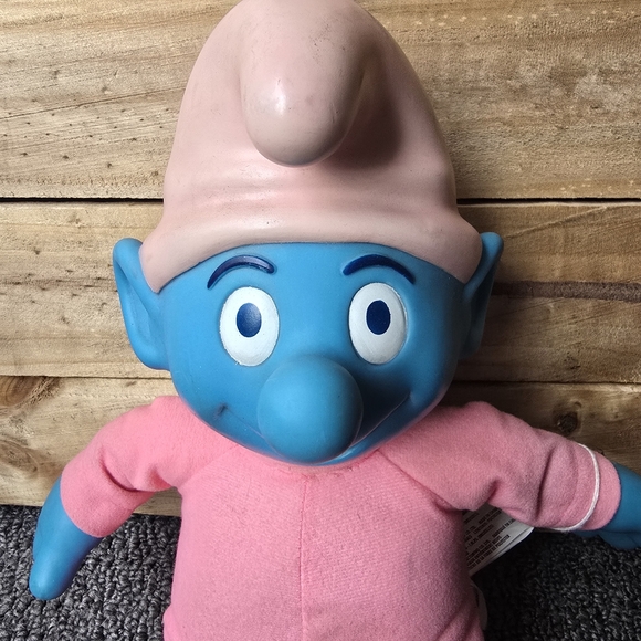 Vintage Peyo Peluche 1996 Baby Rose Smurf Plush Retro Electronic Blue Pink - Picture 3 of 11
